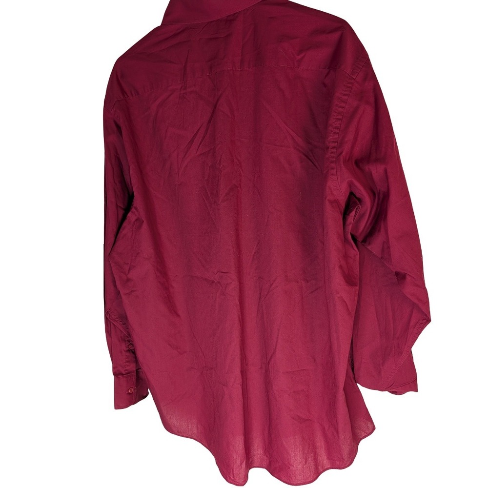 Pierre Cardin Button Down Shirt Mens 17.5 34/35 Burgundy Long Sleeve Collared - Picture 10 of 13